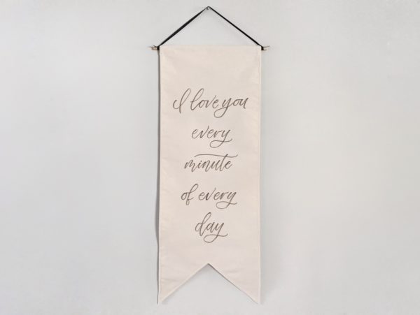 large custom calligraphy banner with 2 points for wedding or home